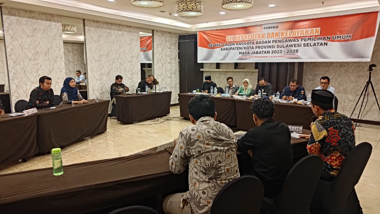 Bawaslu Sulsel Uji Kepatutan dan Kelayakan Calon Komisioner 24 Kabupaten/Kota