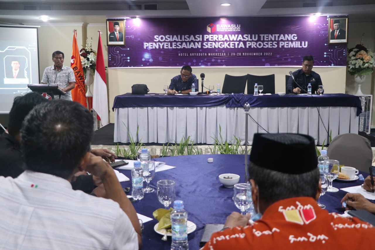 Bawaslu Sulsel Sosialisasi Regulasi Penyelesaian Sengketa Proses Pemilu bagi Parpol dan Penyelenggara