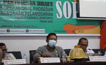Bawaslu Jeneponto Mulai Susun Draft SOP Penanganan Pelanggaran